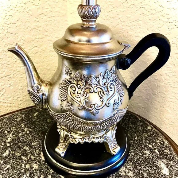 LAMPCRAFTERS Decorative Silver Teapot Lamp Resin Art Sculpture - Picture 3 of 10